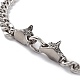 304 Stainless Steel Curb Chains Necklace with Wolf Clasp for Women NJEW-E155-10P-4