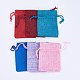 6色の黄麻布の包装袋の巾着袋  ミックスカラー  9x7cm  5個/カラー  30個/袋 ABAG-X0001-06-1