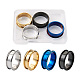 4Pcs 4 Colors Stainless Steel Grooved Finger Ring Settings STAS-TA0002-14B-2