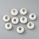 White Silver Plated Brass Core Handmade Rondelle Lampwork Large Hole European Beads X-DA59-2