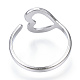 304 Stainless Steel Heart Open Cuff Ring RJEW-N040-24-3