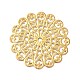 アイアン製フィリグリー透かしコネクター  エッチングされた金属装飾  花  ゴールドカラー  42x42x0.5mm  穴：2.8mm FIND-B020-14G-1