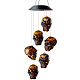 LEDソーラー風鈴  ハロウィンテーマのプラスチックペンダント装飾  スカル  サドルブラウン  635mm WICH-PW0001-77-1