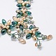 Fleurs facettes de verre et de colliers de perles de dossard X-NJEW-N0014-51-2