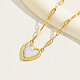 Collane con ciondolo a forma di cuore con conchiglia naturale e catenelle a forma di graffette in acciaio inossidabile dorato EU3732-2-2