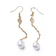 Synthetic Shell Pearl Dangle Earrings EJEW-P179-01G-03-2