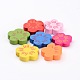 Mixed Color Natural Wood Flower Beads X-TB157Y-2