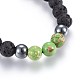 Natural Lava Rock and Non-Magnetic Synthetic Hematite Beads Braided Bead Bracelets BJEW-JB03975-3