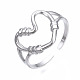 304 anillo de puño abierto de corazón de acero inoxidable X-RJEW-T023-80P-3