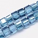 Lustre à facettes cube de perles perles de verre de galvanoplastie plaqués brins EGLA-E041-5mm-PL01-2