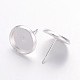 Silver Color Plated Brass Earring Settings X-IFIN-Q006-10mm-S-NF-2