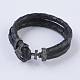 Handmade Snakeskin Leather Cord Bracelets BJEW-F301-C-2