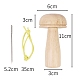 木製かがりキノコ  穴補修サポートツール  針の保管  針とゴム紐付き  小麦  60x110mm PW-WG15661-01-2