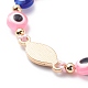 Mauvais œil résine perle & oeil alliage strass tressé perlé bracelets pour fille femmes BJEW-JB08740-03-5