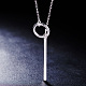 SHEGRACE Stylish 925 Sterling Silver Ring and Bar Pendant Lariat Necklace JN473A-3