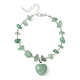 Bracciale con ciondolo a forma di cuore con avventurina verde natura e catenelle con perline BJEW-TA00295-01-1