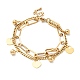 Bracelet multirangs charm cadenas coeur et boule ronde BJEW-G639-21G-1