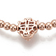Bracelets avec perles en laiton tressé ZIRC-T006-21RG-01-3