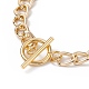 Lampwork Flower Charm Bracelet with Aluminium Curb Chains for Women BJEW-TA00176-01-4