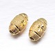 Real 18K Gold Plated Oval Sterling Silver Textured Beads STER-M101-09-10x6mm-1
