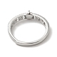 925 anello regolabile in argento sterling placcato in rodio con micro pavè di zirconi STER-NH0001-63P-3