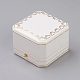 ライトカバー紙ジュエリーペンダントボックス  糊付き  ディアスキンリントおよびカートン  正方形  ゴールドカラー  ホワイト  9.2x8.5x6.1cm OBOX-G012-03B-3