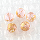 Rose Flower Pattern Printed Round Glass Beads GFB-R004-10mm-W06-1