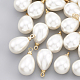 Pendenti di perle imitazione plastica abs, con accessori di ottone, lacrima, vero placcato oro 18k, 13x8x8mm, Foro: 1.6 mm