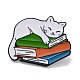 Spille con spilla smaltata in lega a forma di gatto da libro JEWB-C029-04C-EB-1
