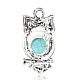 Owl Tibetan Style Antique Silver Plated Alloy Synthetic Turquoise Pendants TIBEP-F064-01AS-2