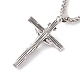 Croce in lega con collana pendente parola inri con 201 catena in acciaio inossidabile per uomo donna NJEW-E016-22AS-3