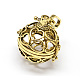 Filigree Round with Heart Brass Cage Pendants KK-N0092-03AG-NR-1