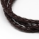Trendy Unisex Casual Style Braided PU Leather 3~4-Loop Wrap Bracelets BJEW-L256-05-2