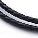 Dos bucles de cuero trenzado pulseras wrap BJEW-F291-26P-2