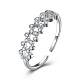 Adjustable Trendy Sterling Silver Cubic Zirconia Cuff Finger Rings RJEW-BB15254-1