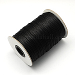 Cuerdas de poliéster encerado coreano, negro, 2mm, Aproximadamente 100 yardas / rollo (300 pies / rollo)