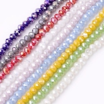 Chapelets de perles en verre électroplaqué, couleur ab , facette, rondelle, couleur mixte, 4x3mm, Trou: 1mm, Environ 138 pcs/chapelet, 16.5 pouce