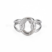 304 Stainless Steel Interlocking Ring Cuff Ring RJEW-N038-042P