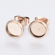 Плоские круглые серьги-гвоздики из нержавеющей стали 304 STAS-I323-18mm-RG