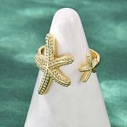 Латунные открытые манжеты для женщин RJEW-R032-05G