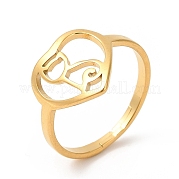 イオンプレーティング(ip) ステンレス製指輪201個  女性のための猫の指輪とハート  ペットのテーマ  18KGP本金メッキ  usサイズ6 1/4(16.7mm) RJEW-E063-03G