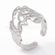 304 Stainless Steel Wide Flower Open Cuff Ring for Women RJEW-G275-05P