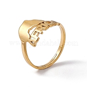 Ионное покрытие (ip) 201 кольцо из нержавеющей стали с африканской картой для женщин RJEW-C045-10G