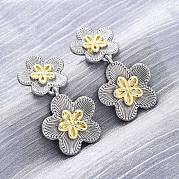 Серьги-гвоздики с цветком из латуни EJEW-H158-11GP