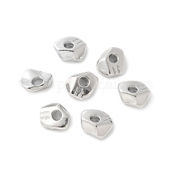 Perlas de acero inoxidable 304, pepitas, color acero inoxidable, 5.5x5x2.2mm, agujero: 1.5 mm