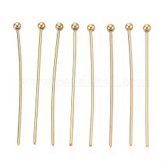 Épingles à tête en acier inoxydable 304, placage ionique (ip), véritable 18k plaqué or, 30mm, tête: 2 mm, 100 pièces / kit
