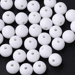 Abalorios acrílicos opacos, redondo, blanco, 10x9mm, agujero: 2 mm, aproximamente 940 unidades / 500 g