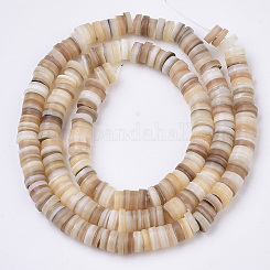 Natural Freshwater Shell Beads Strands, Heishi Beads, Flat Round