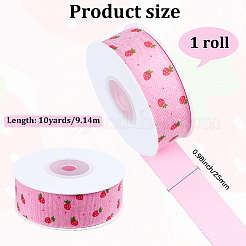1 Rolle einseitig bedruckte Polyesterbänder mit Erdbeer-/Blumenmuster&nbsp;DIY-CY0002-17B