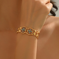 Elegante Messing Pavé-Gliederarmbänder aus synthetischem Türkis für Damen&nbsp;ZR2967